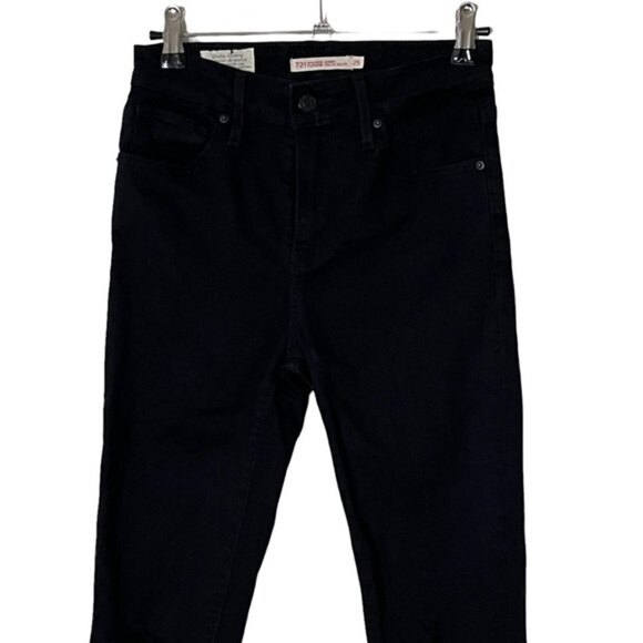 Levi’s 721 High Rise Skinny Jeans Black Ripped Women’s Size 25 Distressed Fit - Picture 3 of 15